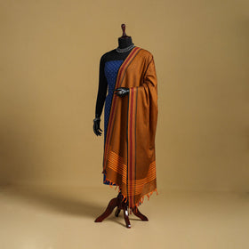 Brown - cotton jacquard dupatta with thread border 04