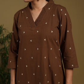 Brown - cotton jacquard kurta set (set of 3) 07