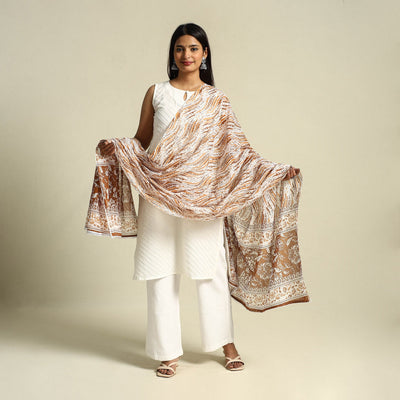  Brown Cotton Jaipur Printed Dupatta 