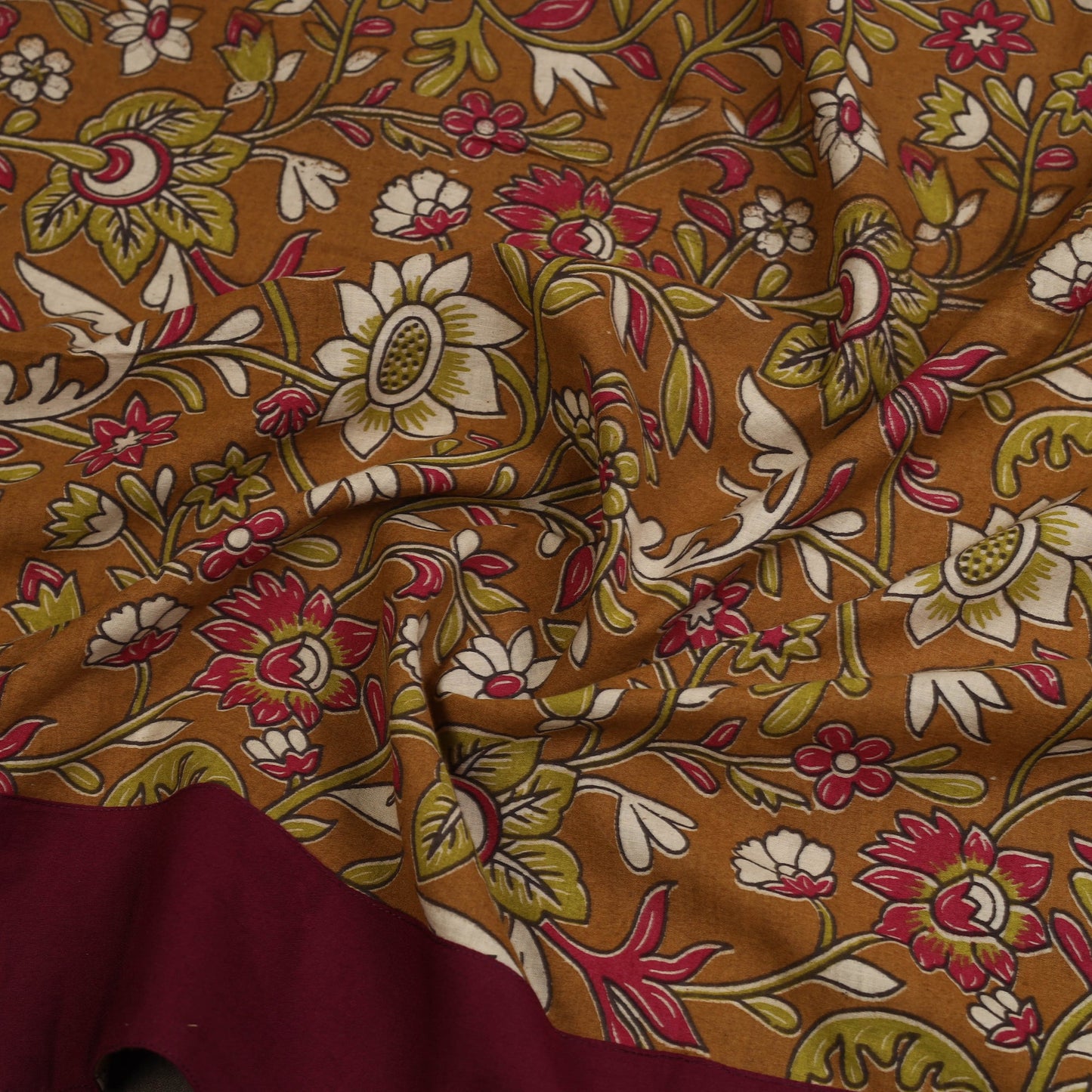 Shop Cotton Brown Kalamkari Print Blouse Piece Online