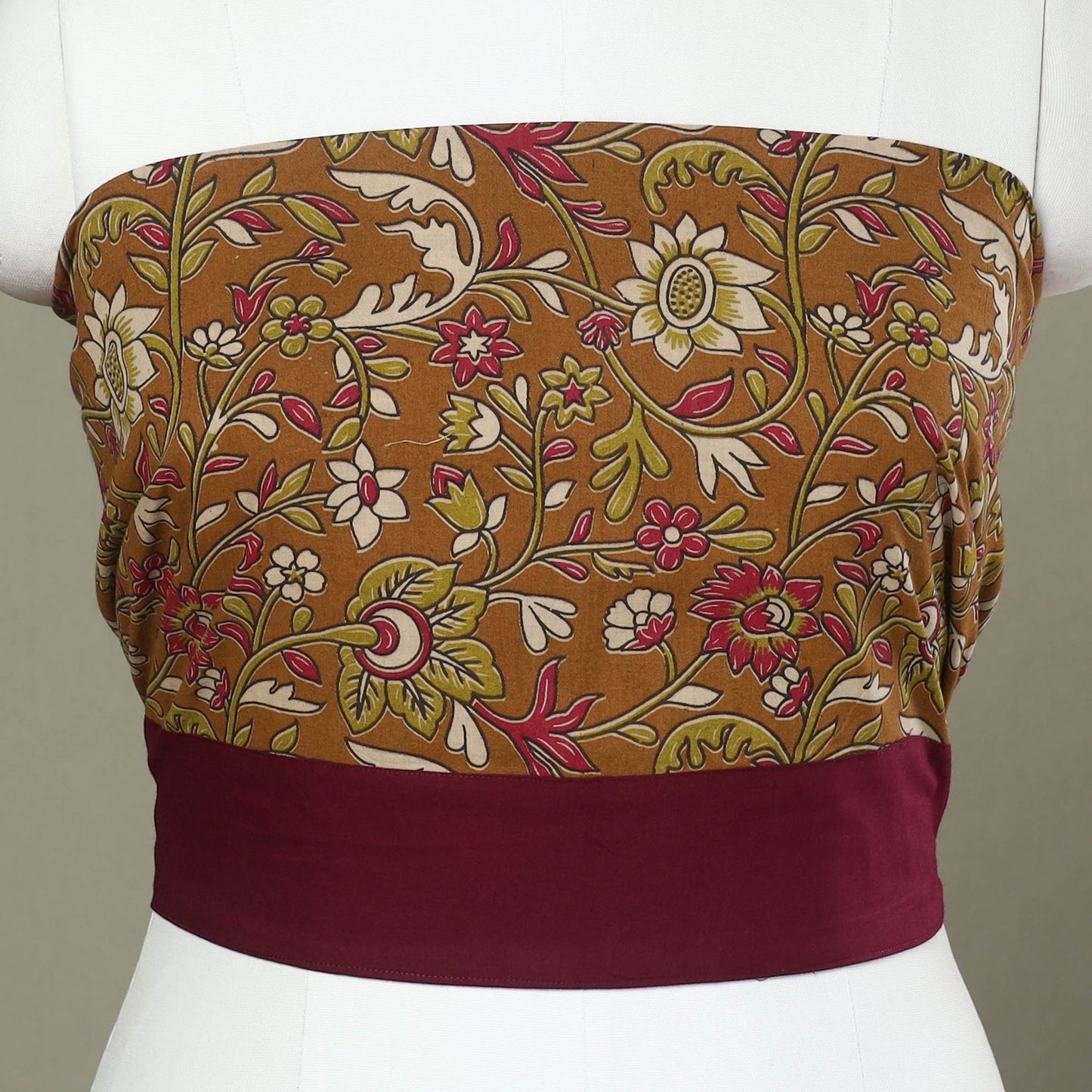 Shop Cotton Brown Kalamkari Print Blouse Piece Online