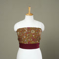 Shop Cotton Brown Kalamkari Print Blouse Piece Online