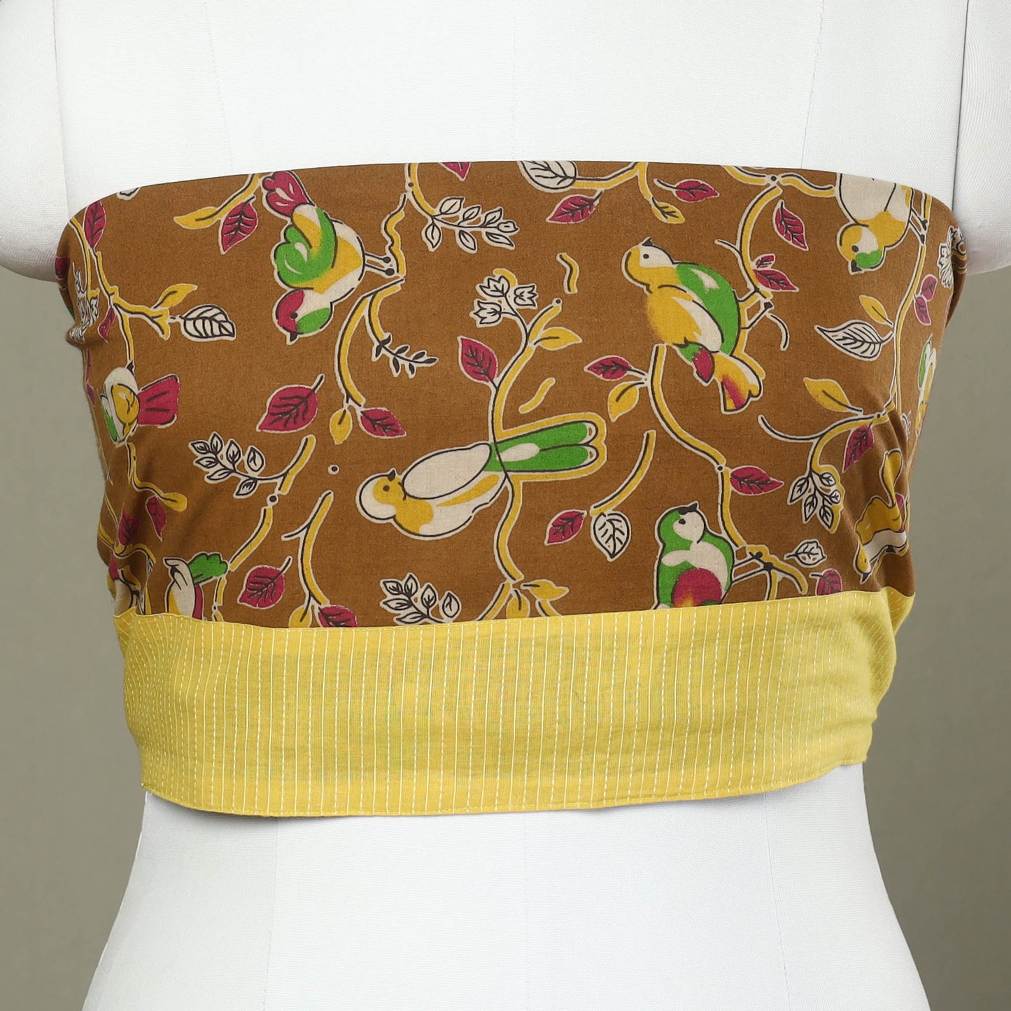 Brown - cotton kalamkari blouse piece 10 - handcrafted