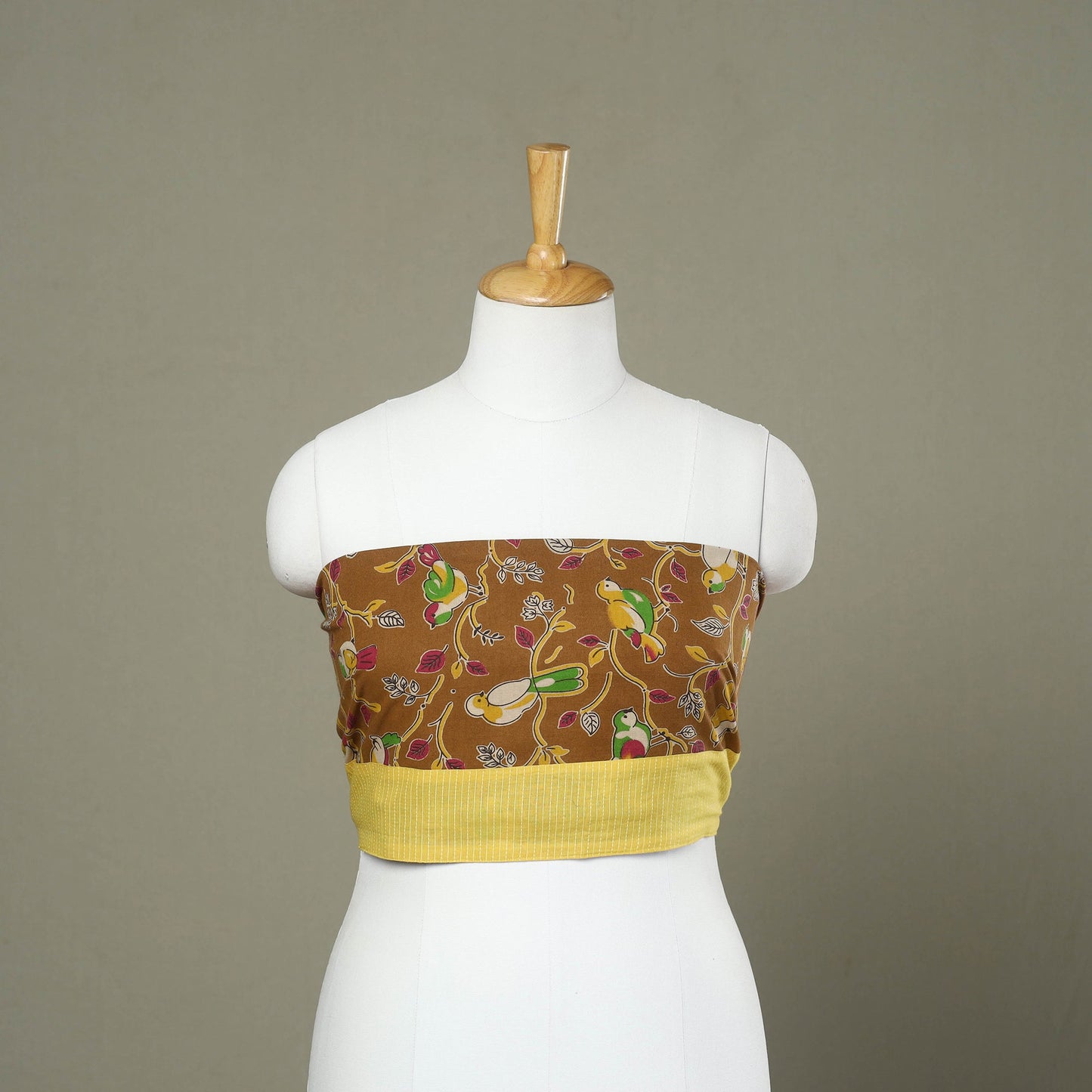 Brown - cotton kalamkari blouse piece 10 - handcrafted