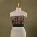 Brown Block Print Cotton Kalamkari Blouse Piece