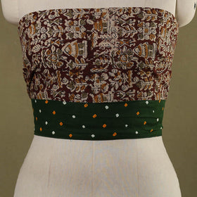 Brown Block Print Cotton Kalamkari Blouse Piece