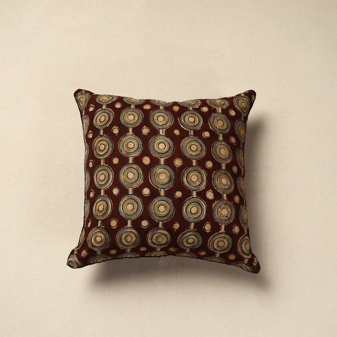 Brown - cotton kalamkari cushion cover 19 - handcrafted