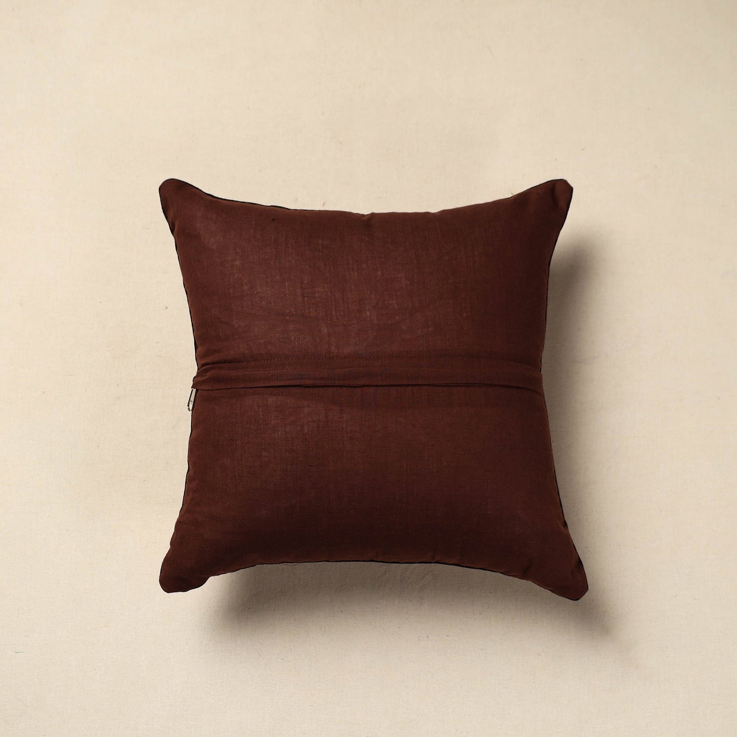 Brown - cotton kalamkari cushion cover 19 - handcrafted