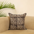 Brown Block Print Cotton Kalamkari Cushion Cover