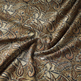 Brown Block Print Cotton Kalamkari Fabric