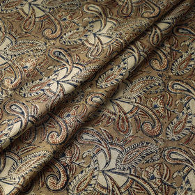 Brown Block Print Cotton Kalamkari Fabric