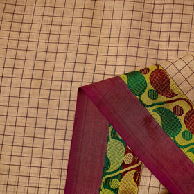  Brown Cotton Kanchipuram Fabric with Thread Border