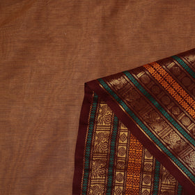  Brown Cotton Kanchipuram Fabric with Zari Border