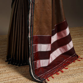 Cotton khun saree with chikki paras border 13 - handcrafted