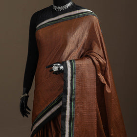 Cotton khun saree with chikki paras border 22 - handcrafted