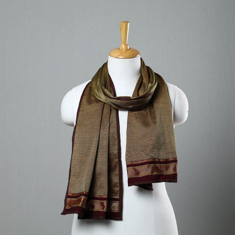 Brown - cotton khun weave stole 13 - handcrafted