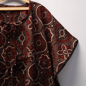 Brown Ajrakh Block Print Cotton Kids Kaftan (3-4 Years)