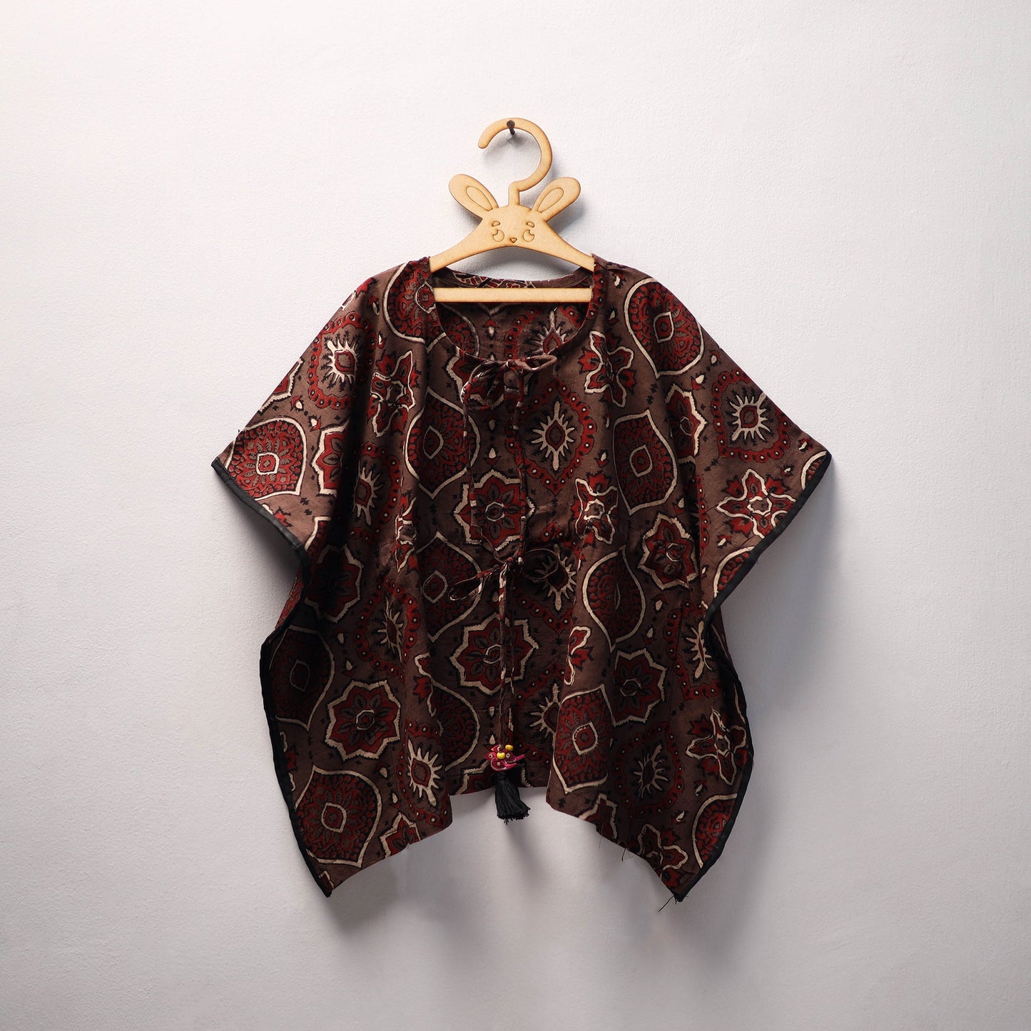 Brown Ajrakh Block Print Cotton Kids Kaftan (3-4 Years)