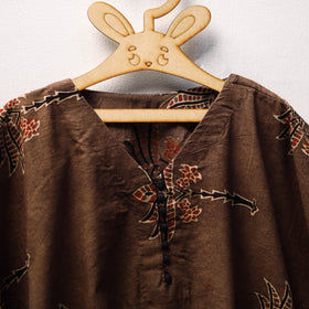 Brown Ajrakh Block Print Cotton Kids Kaftan (3-4 Years)