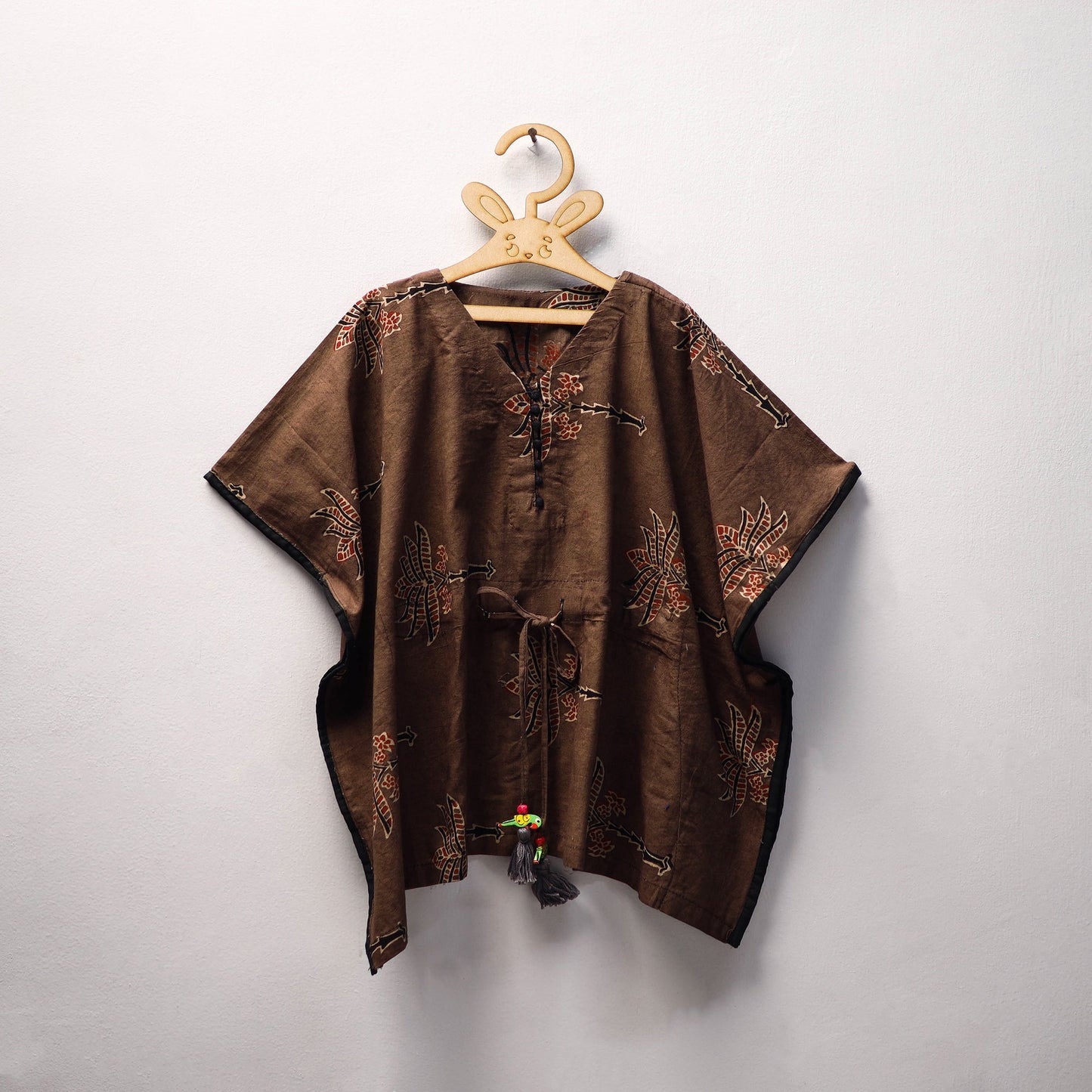 Brown Ajrakh Block Print Cotton Kids Kaftan (3-4 Years)