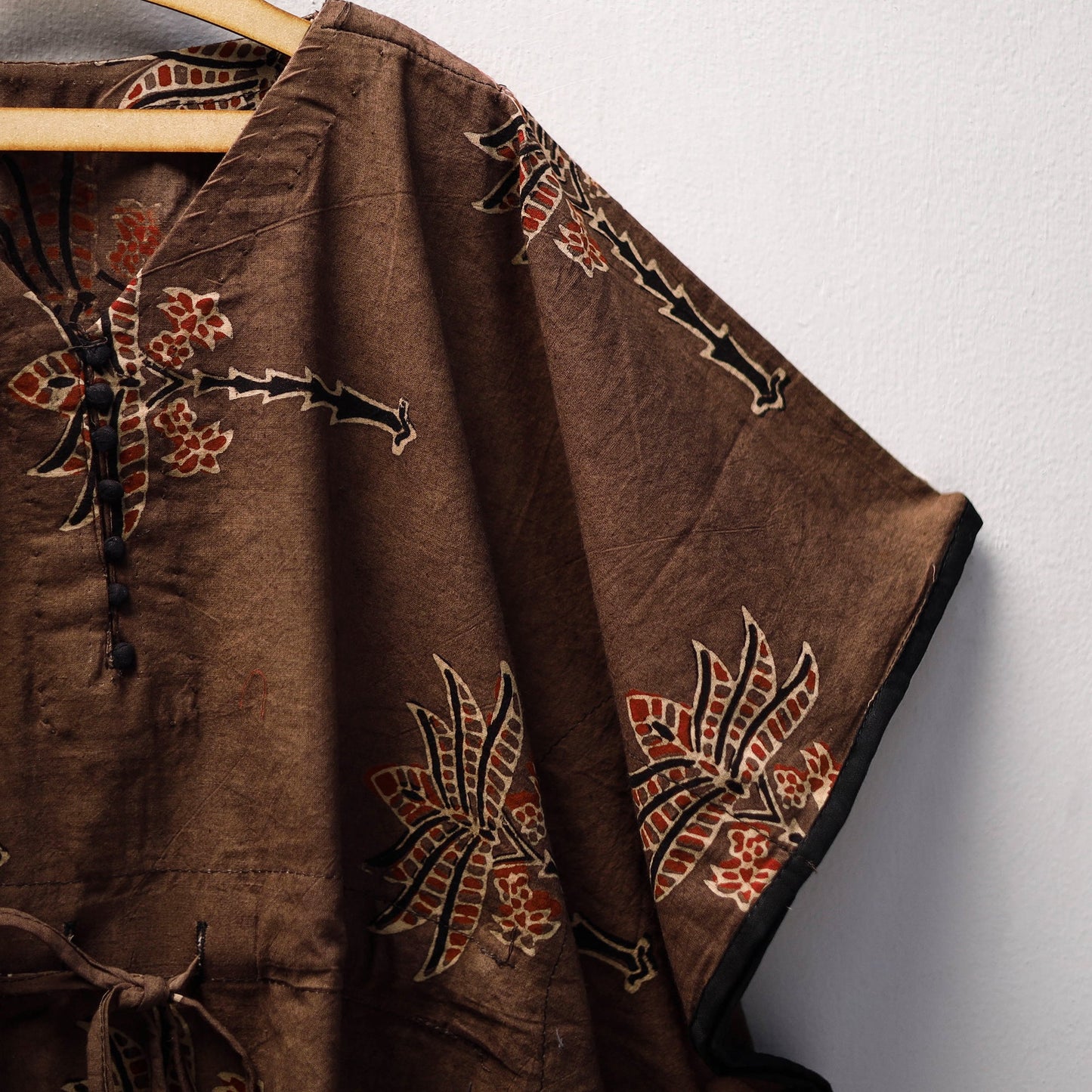 Brown Ajrakh Block Print Cotton Kids Kaftan (3-4 Years)