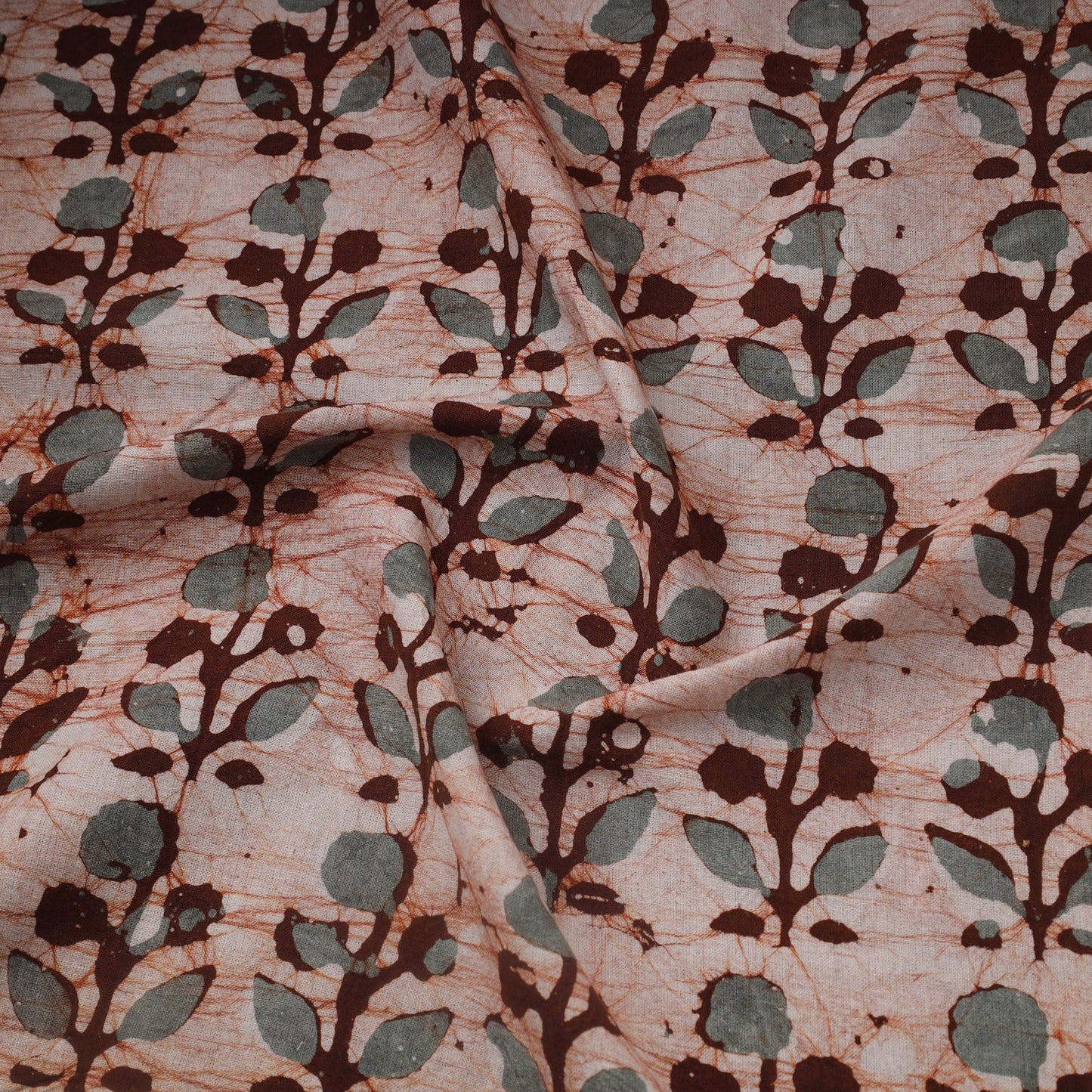 Brown Cotton Kutch Hand Batik Print Fabric