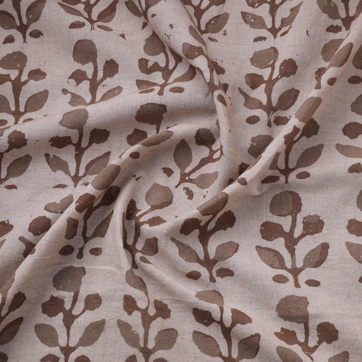 Brown Cotton Kutch Hand Batik Print Fabric