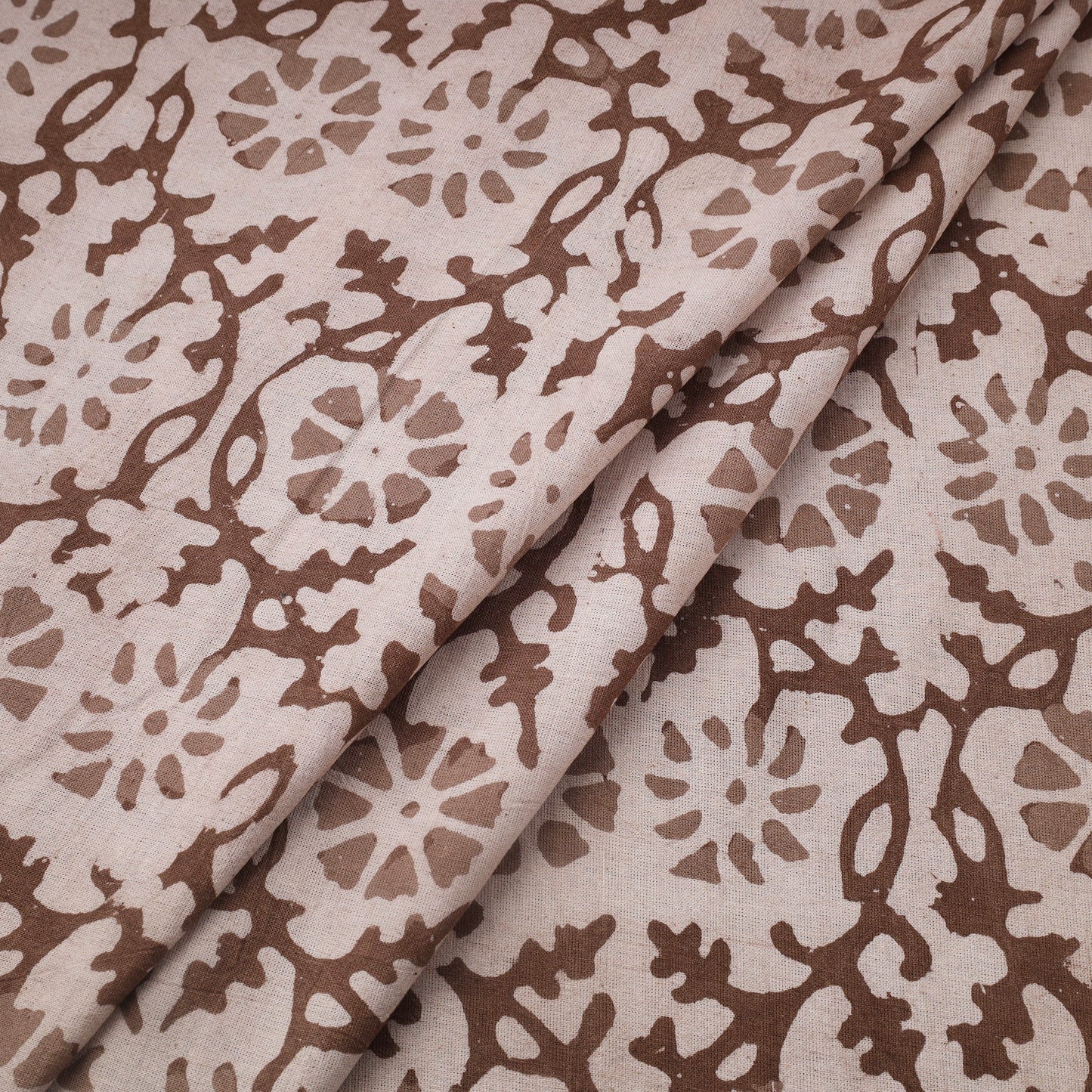 Brown Cotton Kutch Hand Batik Print Fabric
