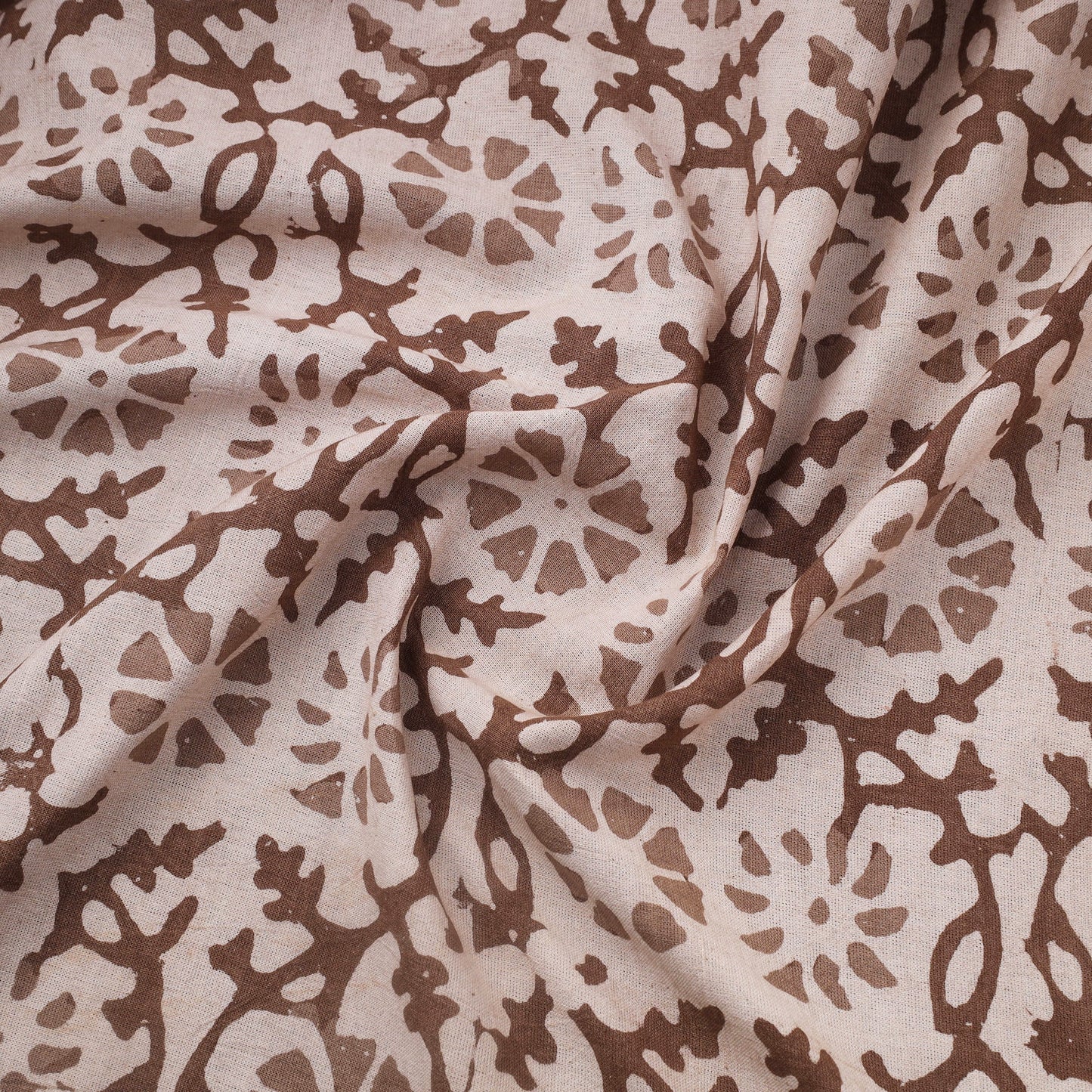 Brown Cotton Kutch Hand Batik Print Fabric