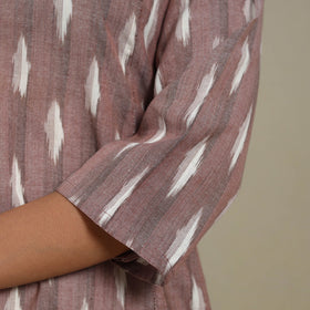 Brown - cotton a-line pochampally ikat kurta 14