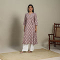 Brown - cotton a-line pochampally ikat kurta 14