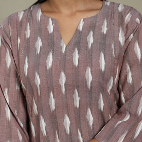 Brown - cotton a-line pochampally ikat kurta 14