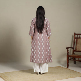 Brown - cotton a-line pochampally ikat kurta 14