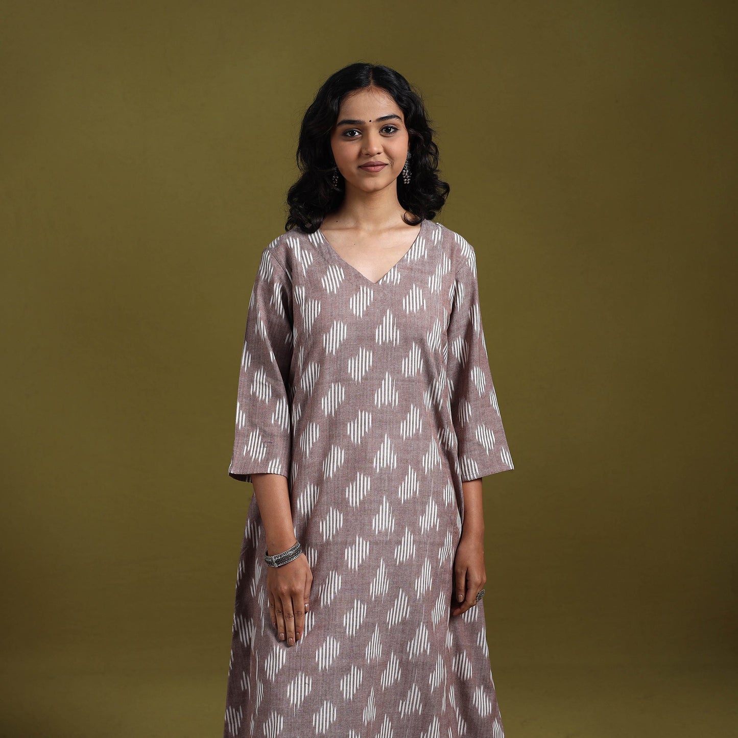 Cotton a-line pochampally ikat kurta for women 23