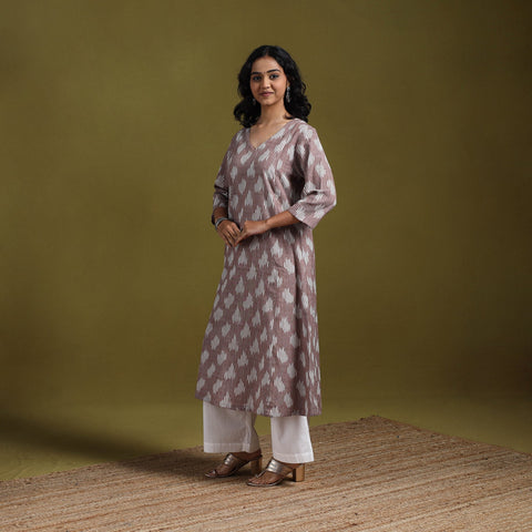 Cotton a-line pochampally ikat kurta for women 23