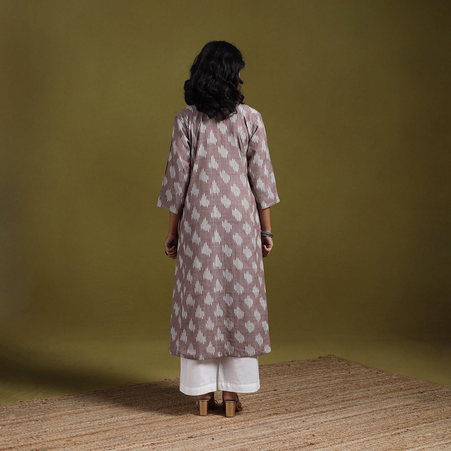 Cotton a-line pochampally ikat kurta for women 23