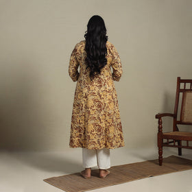 Brown Block Print Cotton A-Line Sanganeri Kurta