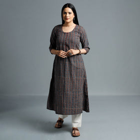  Ajrakh Block Printed Cotton Long Kurta for Women