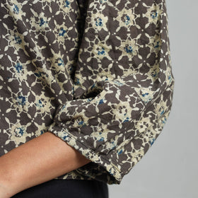 Brown Block Print Cotton Natural Dyed Ajrakh Crop Top