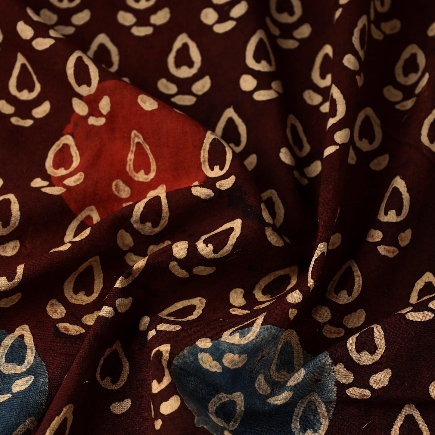 Brown Block Print Cotton Natural Dyed Ajrakh Fabric