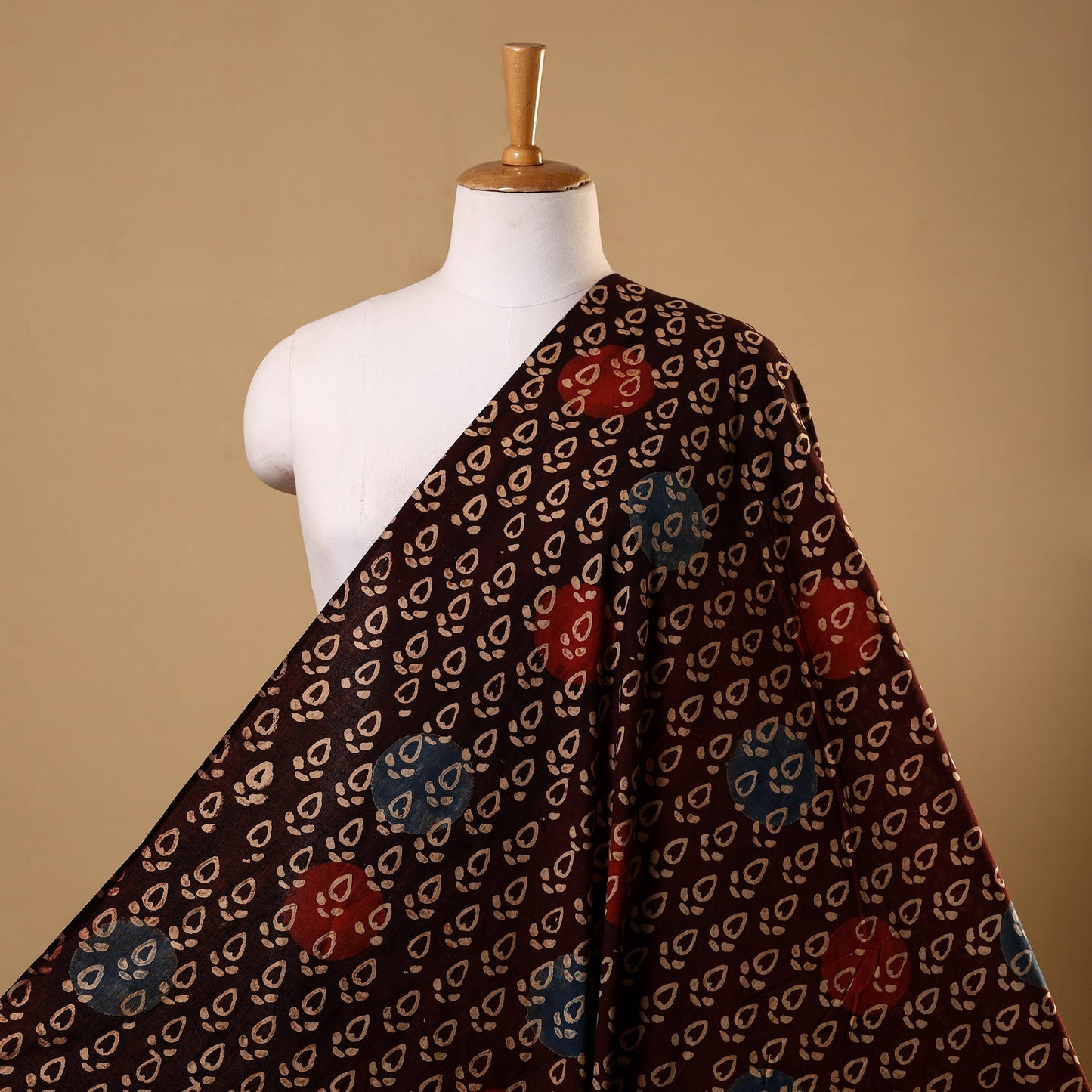 Brown Block Print Cotton Natural Dyed Ajrakh Fabric