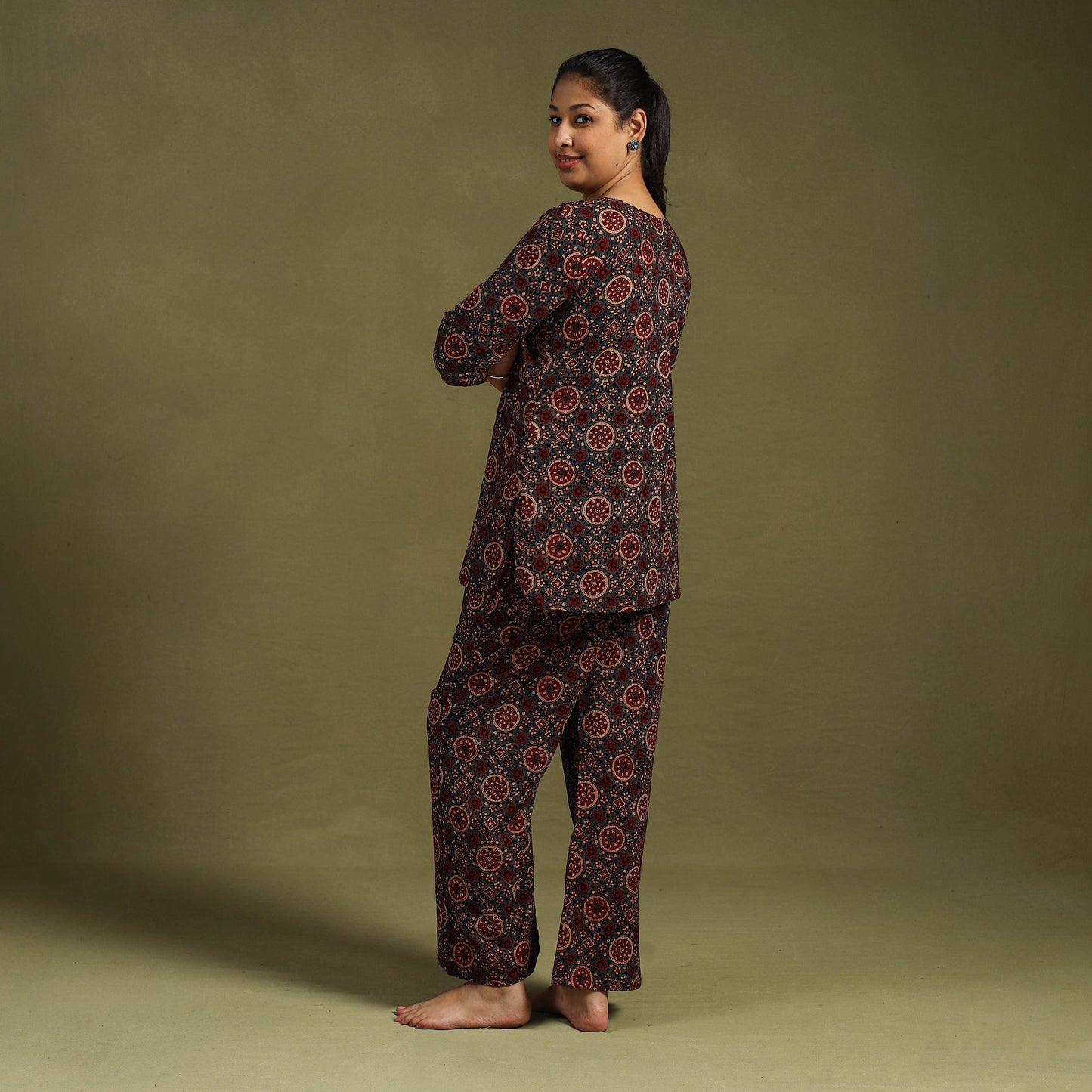  Cotton Ajrakh Block Print Night Suit Set