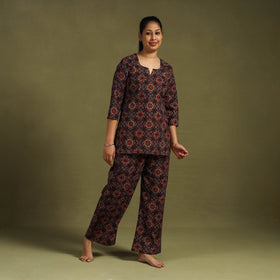  Cotton Ajrakh Block Print Night Suit Set