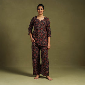  Cotton Ajrakh Block Print Night Suit Set