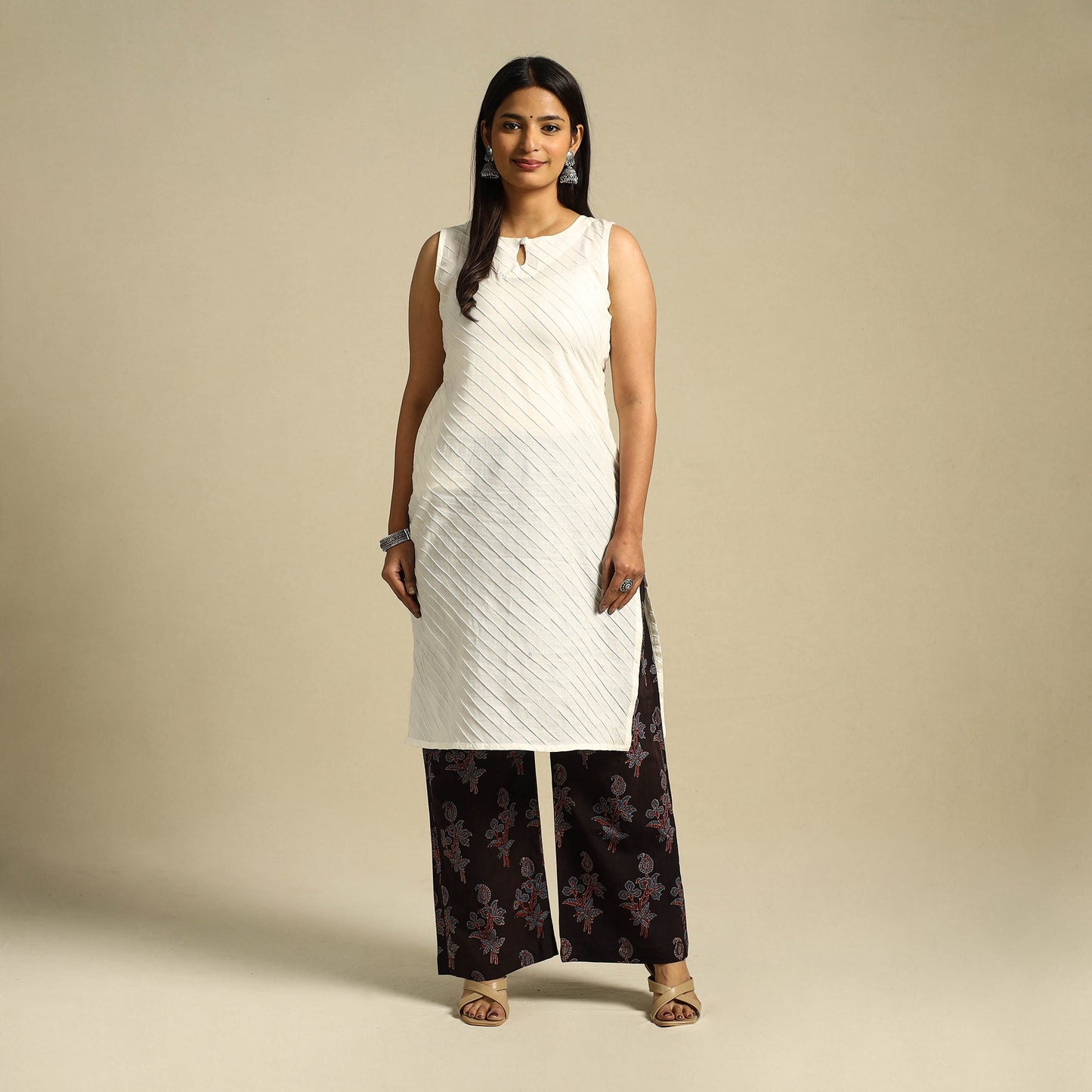 Brown Block Print Cotton Ajrakh Palazzo