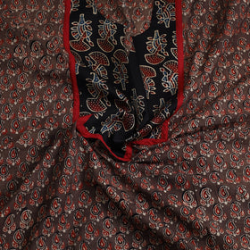 Brown Ajrakh Print Cotton Patchwork Kurta Material (3m)