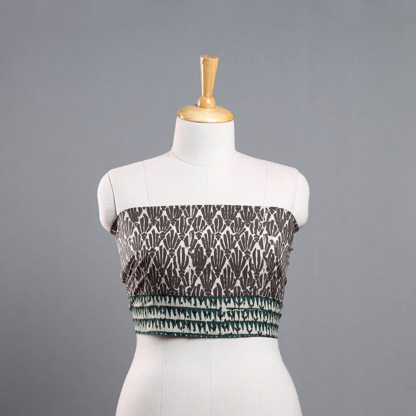 Shop Brown Block Print Cotton Pipad Blouse Piece Online