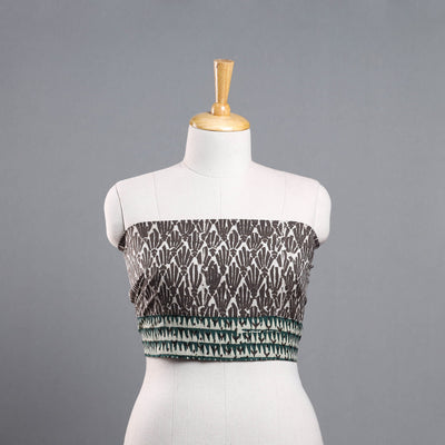 Shop Brown Block Print Cotton Pipad Blouse Piece Online