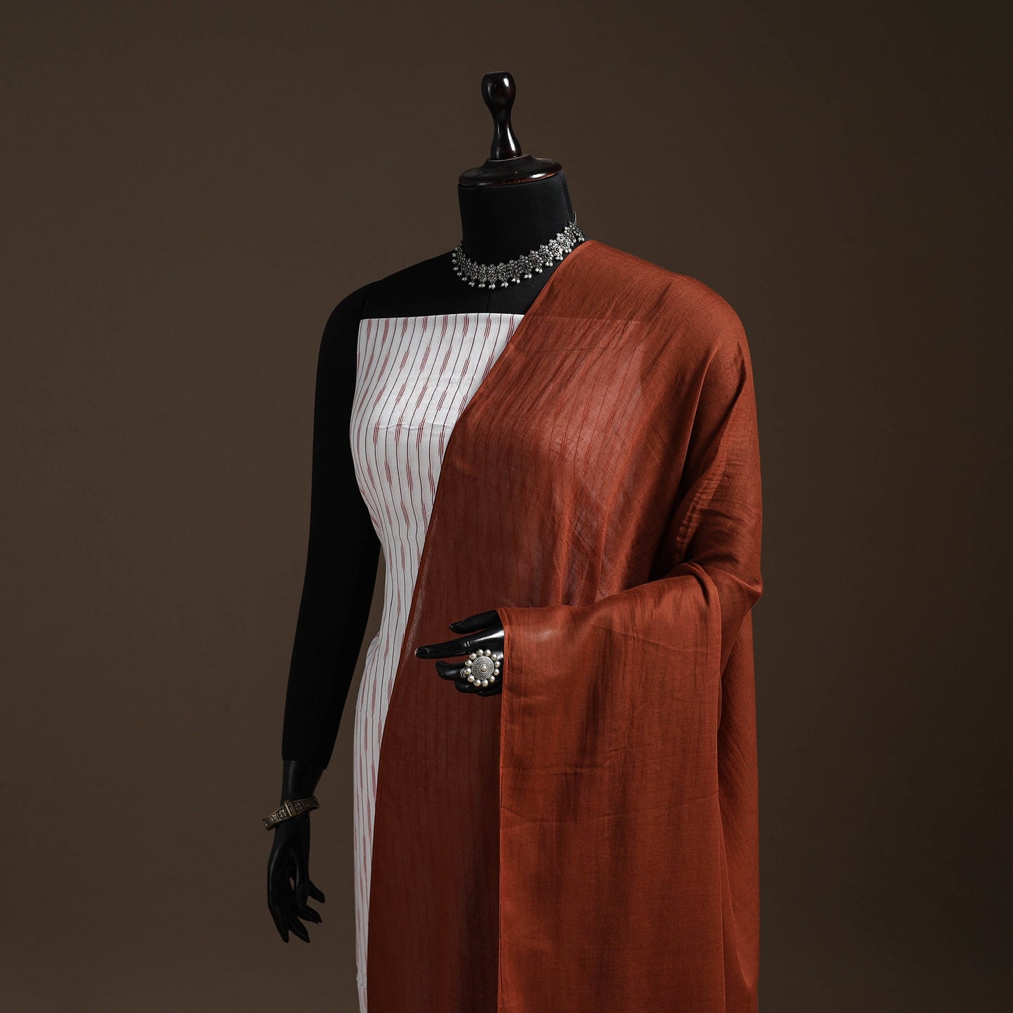 Cotton plain dupatta 12 - handcrafted