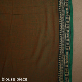 Brown - cotton plain saree with thread border 11